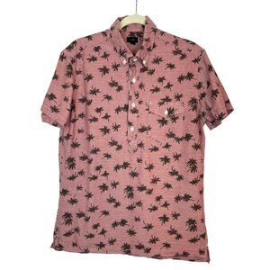 J.Crew Shirt Men's Size L Pink Casual Button Down Palm Tree Short Sleeve